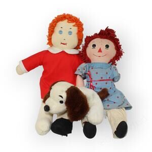 Vintage Dolls RagDoll RaggedyAnn OrphanAnnie AvlonPuppy Plush Halloween